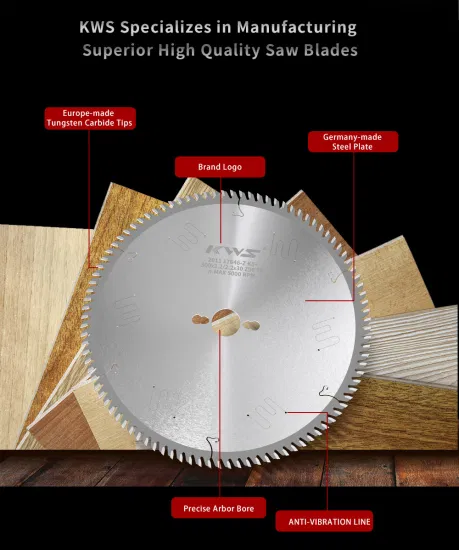 Lâmina de serra circular Kws Tct/PCD 300X96t para madeira/MDF/placa laminada com qualidade Freud/Leitz.